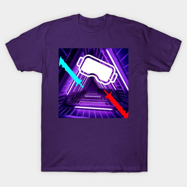 VR Beat Saber T-Shirt by BigHeaterDesigns